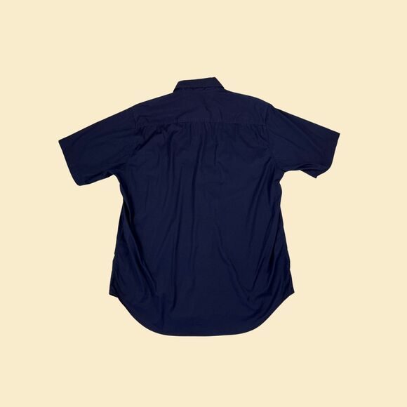 90s size M blue GAP shirt, vintage 1990s mens short sleeve dark blue button down - Picture 2 of 5